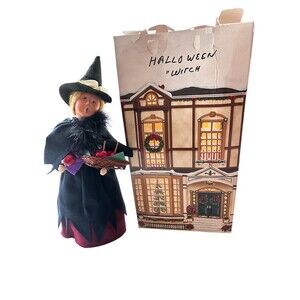 2010 Byers Choice Caroler Retired Signed Halloween Witch in Calla Lilly Hat